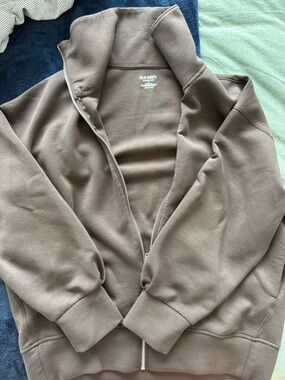 Brown Full-Zip Sweatshirt Jacket